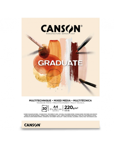 CANSON Bloc Graduate Mix Media Natural 30H A4 220G
