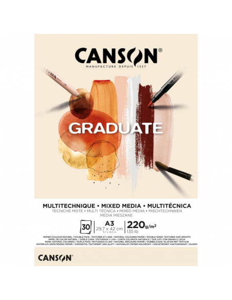 CANSON Bloc Graduate Mix Media Natural 30H A3 220G