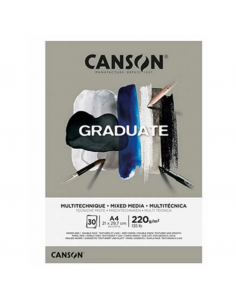 CANSON Bloc Graduate Mix Media Gris 30H A4 220G