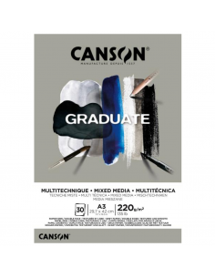 CANSON Bloc Graduate Mix Media Gris 30H A3 220G