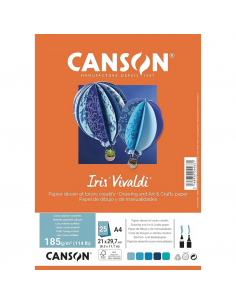 CANSON Bloc Cartulina tonos azules Iris Vivaldi 25H 185G