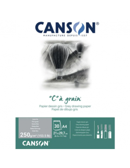 Canson Bloc CaGrain 30H A4 250G Gris