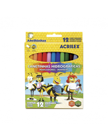 Set de 12 marcadores lavables, ACRILEX