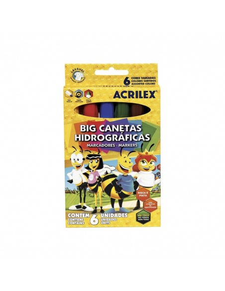 Set de 6 marcadores lavables, ACRILEX