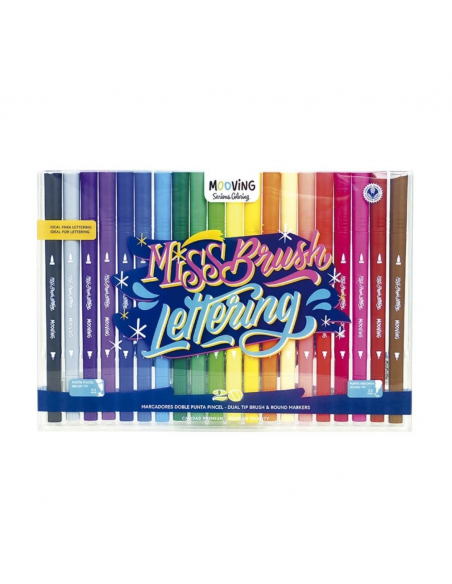 Set de marcadores Mooving x20 doble punta pincel