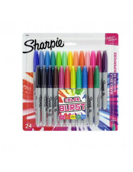 Marcadores Permanentes Fino Colores Burst 24pzas, SHARPIE
