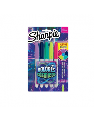 Marcadores Permanentes Colores Cósmicos Blister 5pzas, SHARPIE