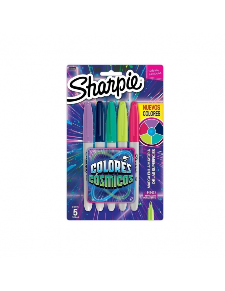 Marcadores Permanentes Colores Cósmicos Blister 5pzas, SHARPIE