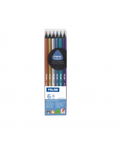 MILAN Set 6 Lapices metalizados madera negra