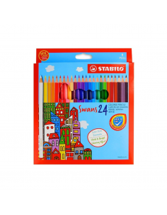 Lápices de colores de 24 Uds largos, STABILO