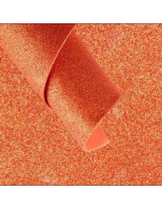 Goma eva glitter  iridiscente 50 x 70 naranja