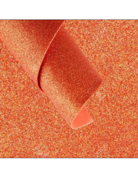 Goma eva glitter  iridiscente 50 x 70 naranja