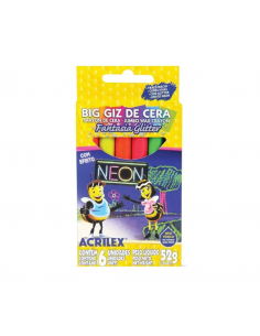 Set de crayones de cera- 6 colores Neón, ACRILEX