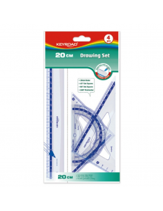 Estuche geométrico, plastico, rigido, 20 CM, pack X 4 piezas