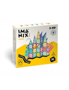 IMANIX  Juego de Construcción Magnético Color Pastel de 36 Piezas