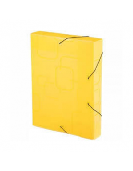 DELLO Folder Ala Elástica Oficio Lomo 4cm Amarillo