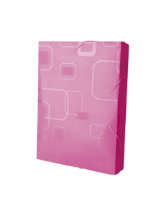 Dello Folder Ala Elástica Oficio Lomo 4cm Rosado Pink
