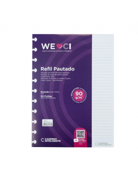 Cuaderno Inteligente Refil Hojas Pautadas Grande de 90g