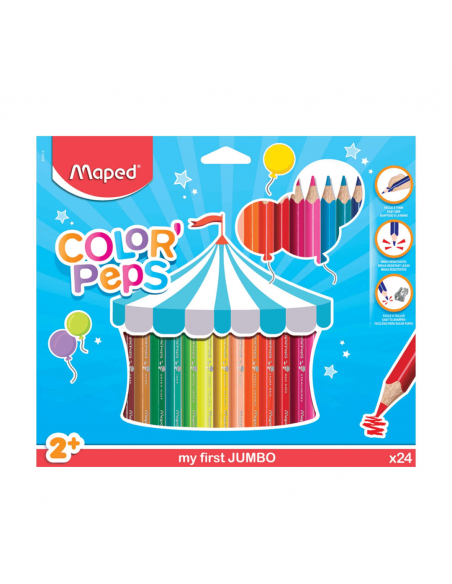 MAPED Lápices de 24 Colores Peps Maxi Jumbo