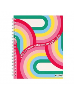 MOOVING Cuaderno Tamaño Medio Oficio Cuadriculado Rainbow