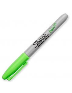 Marcador permanente punta fina verde neón, SHARPIE