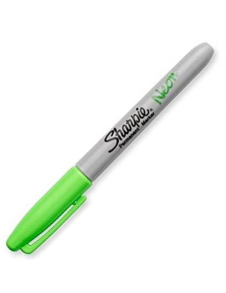 Marcador permanente punta fina verde neón, SHARPIE