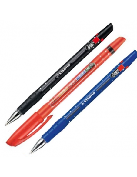 Blister bolígrafos para exámen rojo, azul y negro, STABILO