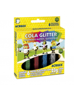 Pegamento glitter Acrilex c/ 6 colores
