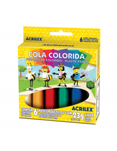 Pegamento colorido Acrilex 6 colores