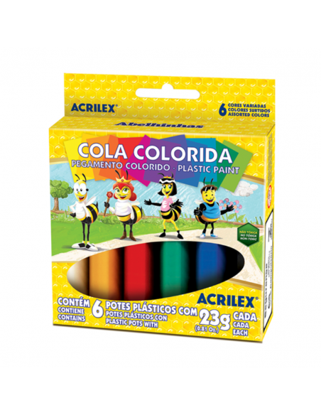 Pegamento colorido Acrilex 6 colores