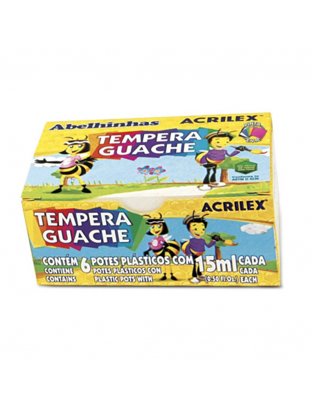 Tempera guache de 6 colores 15 ml, ACRILEX