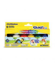 Tempera guache  de 6 colores 18ml, ACRILEX