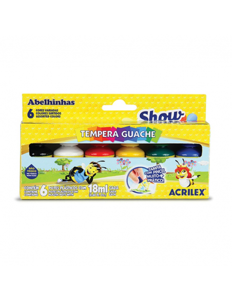Tempera guache  de 6 colores 18ml, ACRILEX