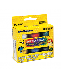 Tempera guache glitter 6 colores, ACRILEX
