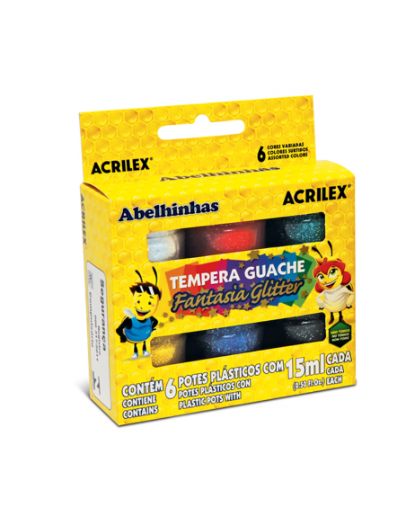 Tempera guache glitter 6 colores, ACRILEX