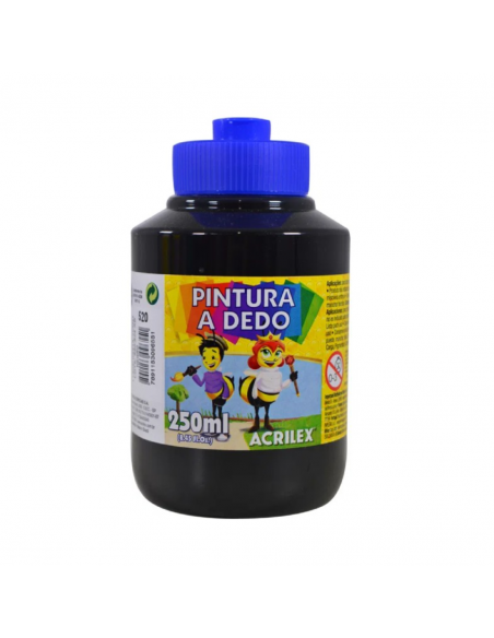 Pintura al Dedo Negro 250ml, ACRILEX