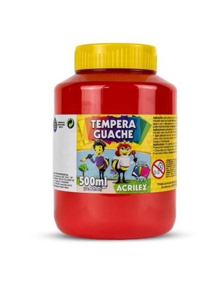 Tempera Guache Rojo 500ml, ACRILEX