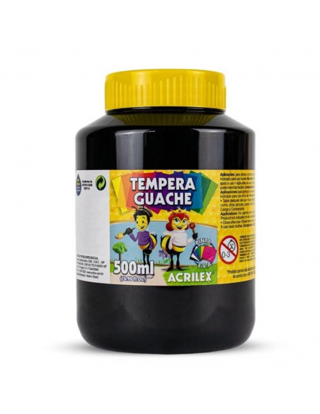 Tempera Guache Negro 500ml, ACRILEX