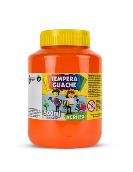Tempera Guache Naranja 500ml, ACRILEX