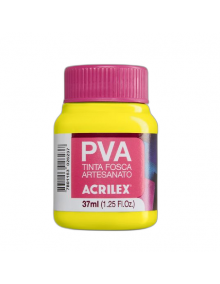 Pintura para Artesanía PVA Amarillo Limón 37ml, ACRILEX