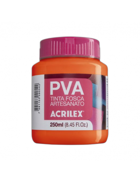 Pintura para Artesanía PVA Naranja 250ml, ACRILEX