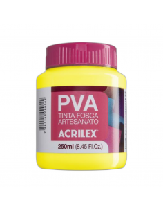 Pintura para Artesanía PVA Amarillo Limón 250ml, ACRILEX