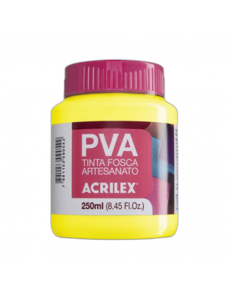 Pintura para Artesanía PVA Amarillo Limón 250ml, ACRILEX