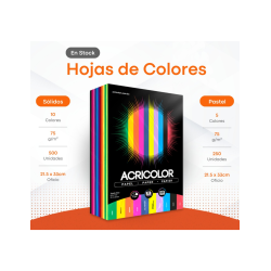 Paquete de hojas de colores carta ACRICOLOR