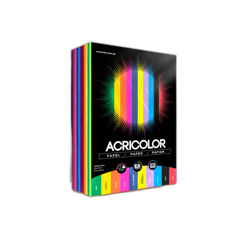 Paquete de hojas de colores carta ACRICOLOR