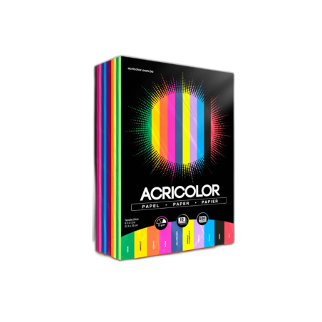 Paquete de hojas de colores carta ACRICOLOR