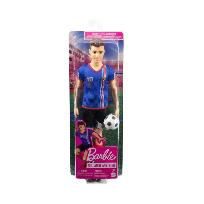 Muñeco Ken Barbie Futbolista Camisa Azul - jobbi