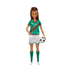 Muñeca Barbie Futbolista con Camiseta Verde - jobbi