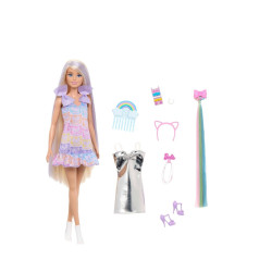 Barbie Fun  Fancy  Muñeca y accesorios, muñeca rubia con melena extralarga