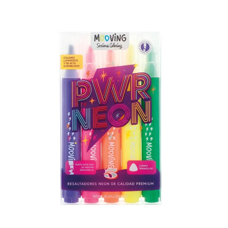 Resaltadores Neón x5 MOOVING -  jobbi